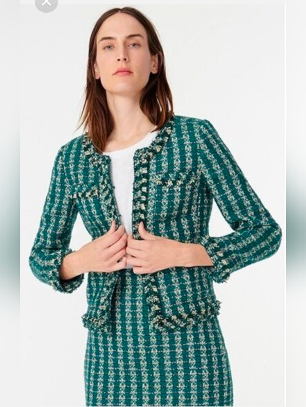 NWT J.Crew Lady Jacket in Spicy Jade Emerald Metallic Tweed Blazer 16